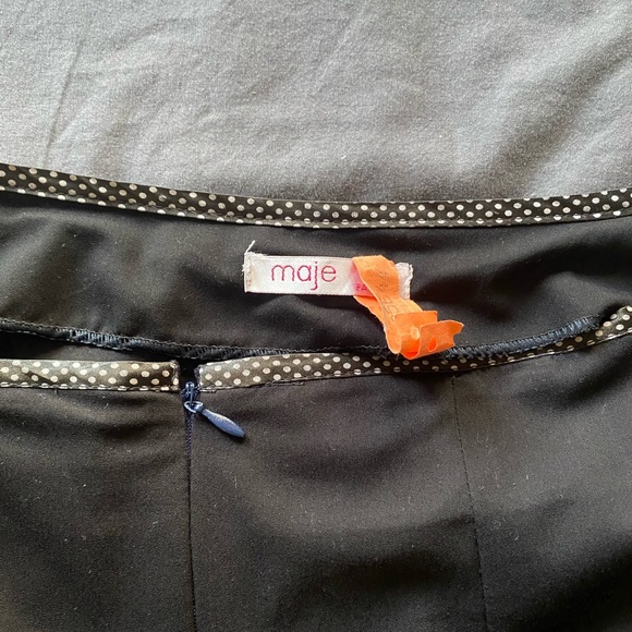 Maje pencil skirt navy with polka dot trim T38 - Picture 2 of 5